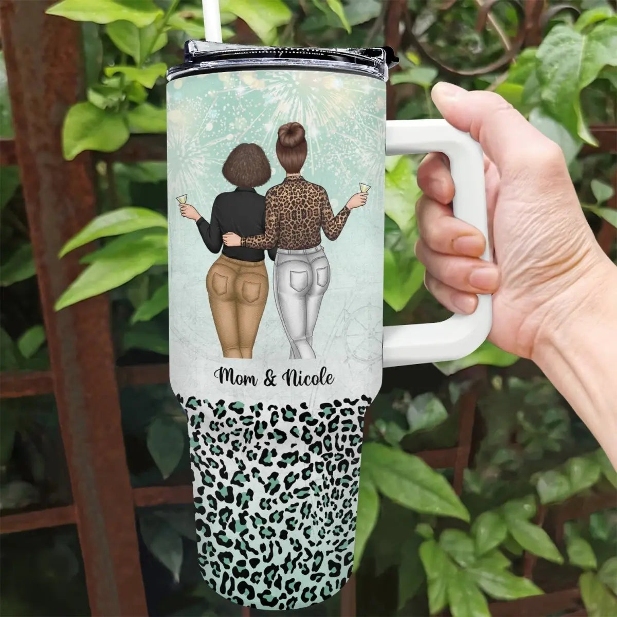 40oz Family - Mother & Daughter Will Always Be Connected By Heart - Personalized Tumbler 40oz 40oz Tumbler The Next Custom Gift