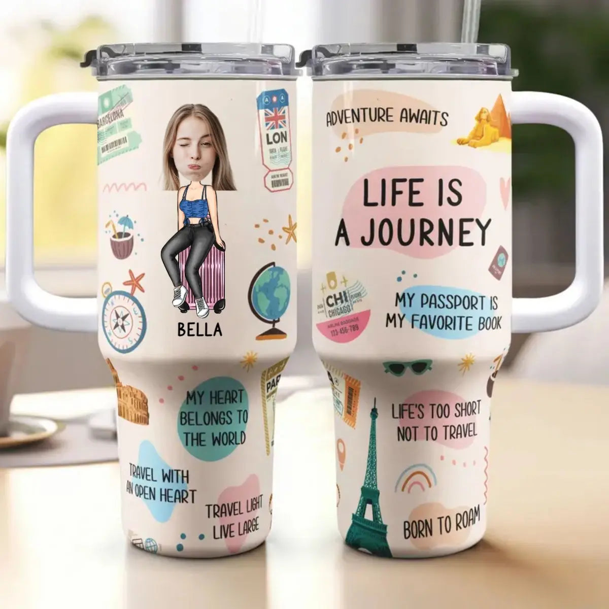 40oz Travel Lovers  - Life Is A Journey - Personalized Tumbler 40oz Tumbler The Next Custom Gift