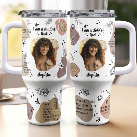 40oz Family - I Am A Child Of God - Personalized Tumbler With Handle - The Next Custom Gift