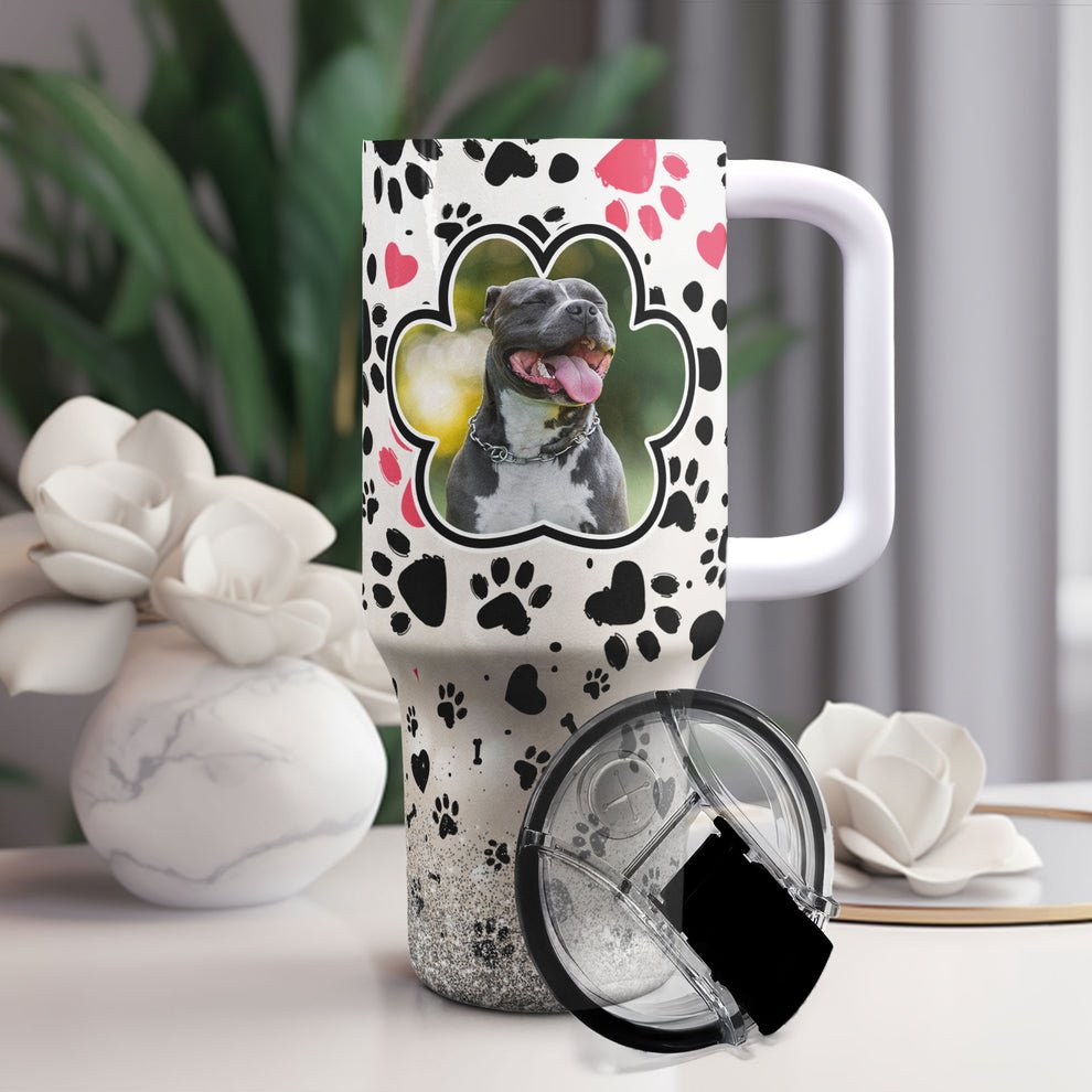 40oz Pet Lovers - Fur Mama - Personalized Tumbler With Handle - The Next Custom Gift