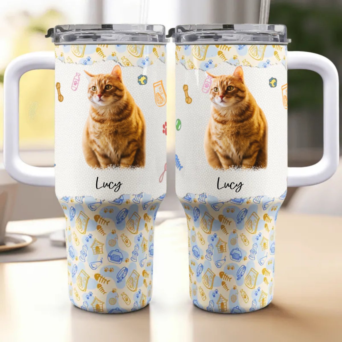 40oz Pet Lovers - My Adorable Cat Tumbler - Personalized Tumbler With Handle (TL) - The Next Custom Gift