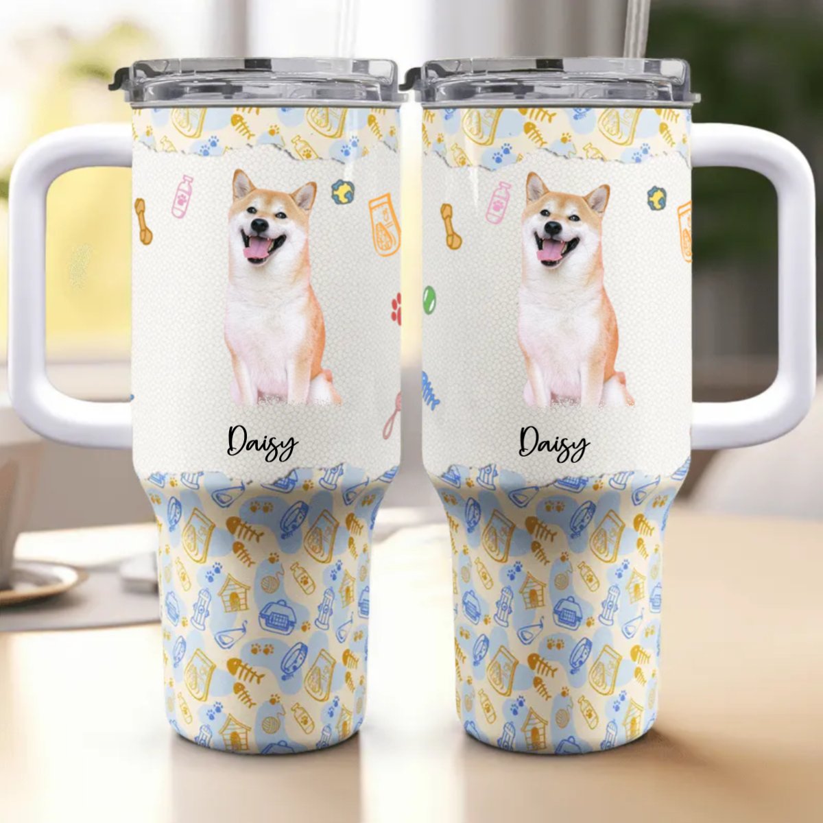 40oz Pet Lovers - My Adorable Cat Tumbler - Personalized Tumbler With Handle (TL) - The Next Custom Gift