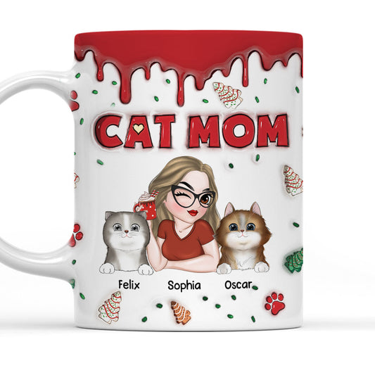 Cat Mom Christmas Cake - Personalized Custom 3D Inflated Effect Mug