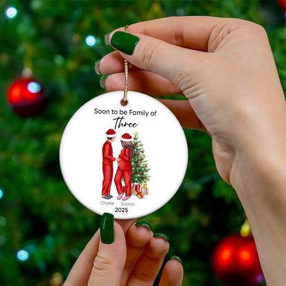 Soon to be Family of 3 Christmas Ornament, Pregnancy Custom Family Ornament, Expecting New Baby Ornament, Mom to be Gift