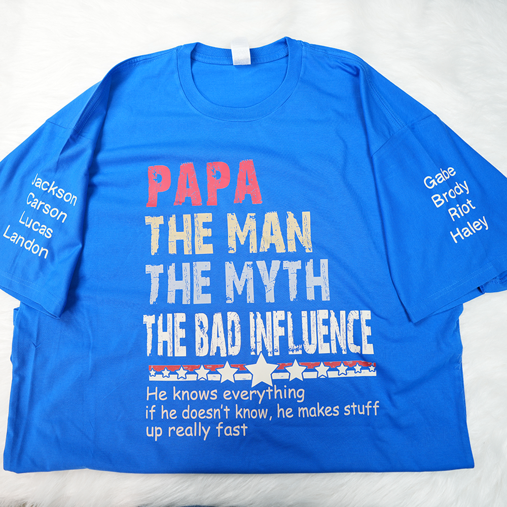 Personalized Dad Papa Grandpa Shirt, Custom Papa Legend Influence T-Shirt, Custom Birthday Fathers Day Gift