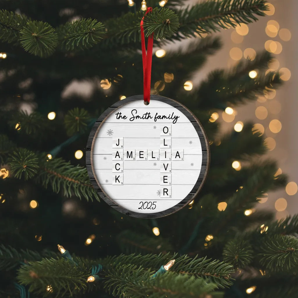 Personalized Unique Family Gift For A Family Custom Names Crossword Wood Ornament