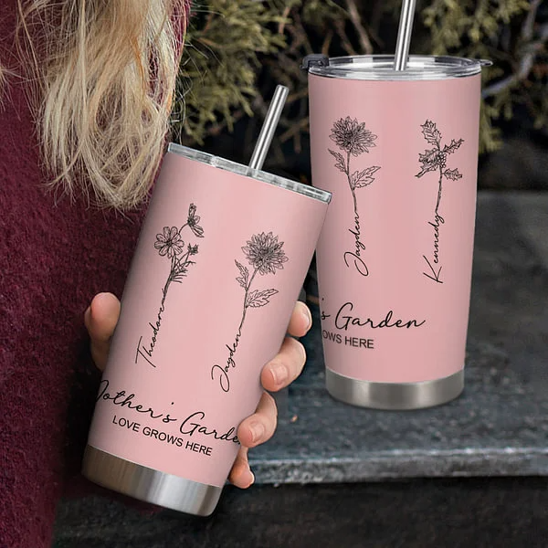 Personalised Nana's Garden 1-15 Birth Flower Bouquet 20oz Tumbler