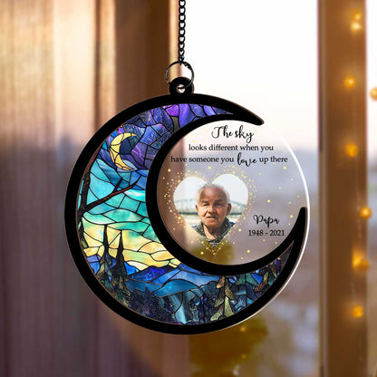 The Sky Looks Different Personalized Window Hanging Memorial Suncatcher, Sympathy Gift