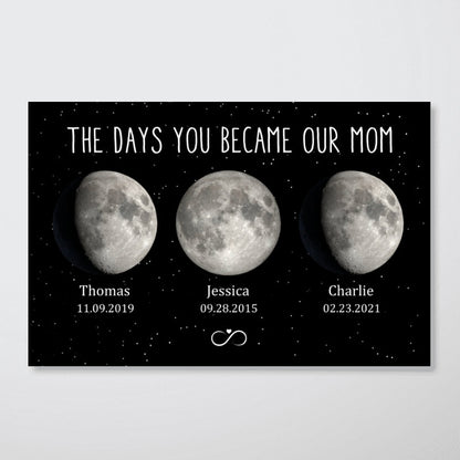 The Days You Became Our Mom Grandma Moon Phase Art Personalized Poster Home Decor
