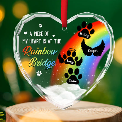 Piece Of Dog Mom Heart - Personalized Custom Glass Ornament