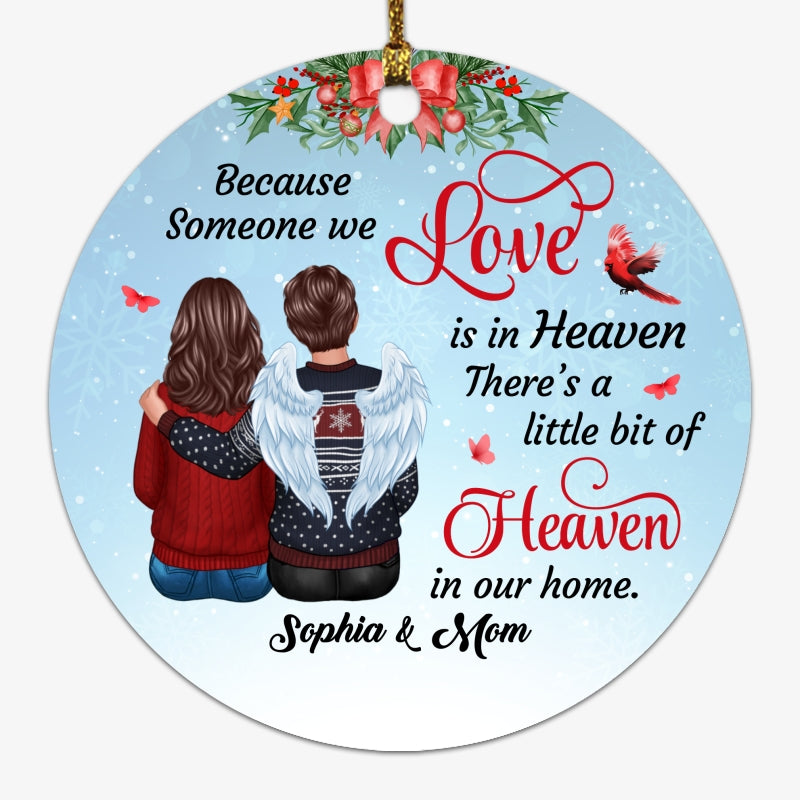 Someone We Love In Heaven Cardinal Snow Memorial Personalized Circle Ornament