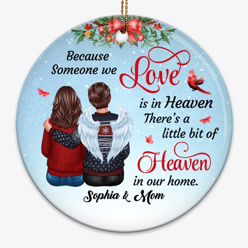 Someone We Love In Heaven Cardinal Snow Memorial Personalized Circle Ornament
