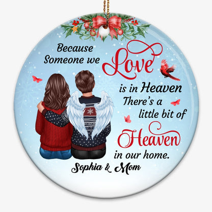 Someone We Love In Heaven Cardinal Snow Memorial Personalized Circle Ornament