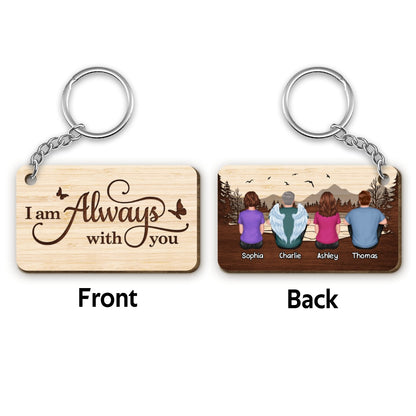 Always With You Forest Family Memorial Remembrance Keepsake Personalized Wooden Keychain