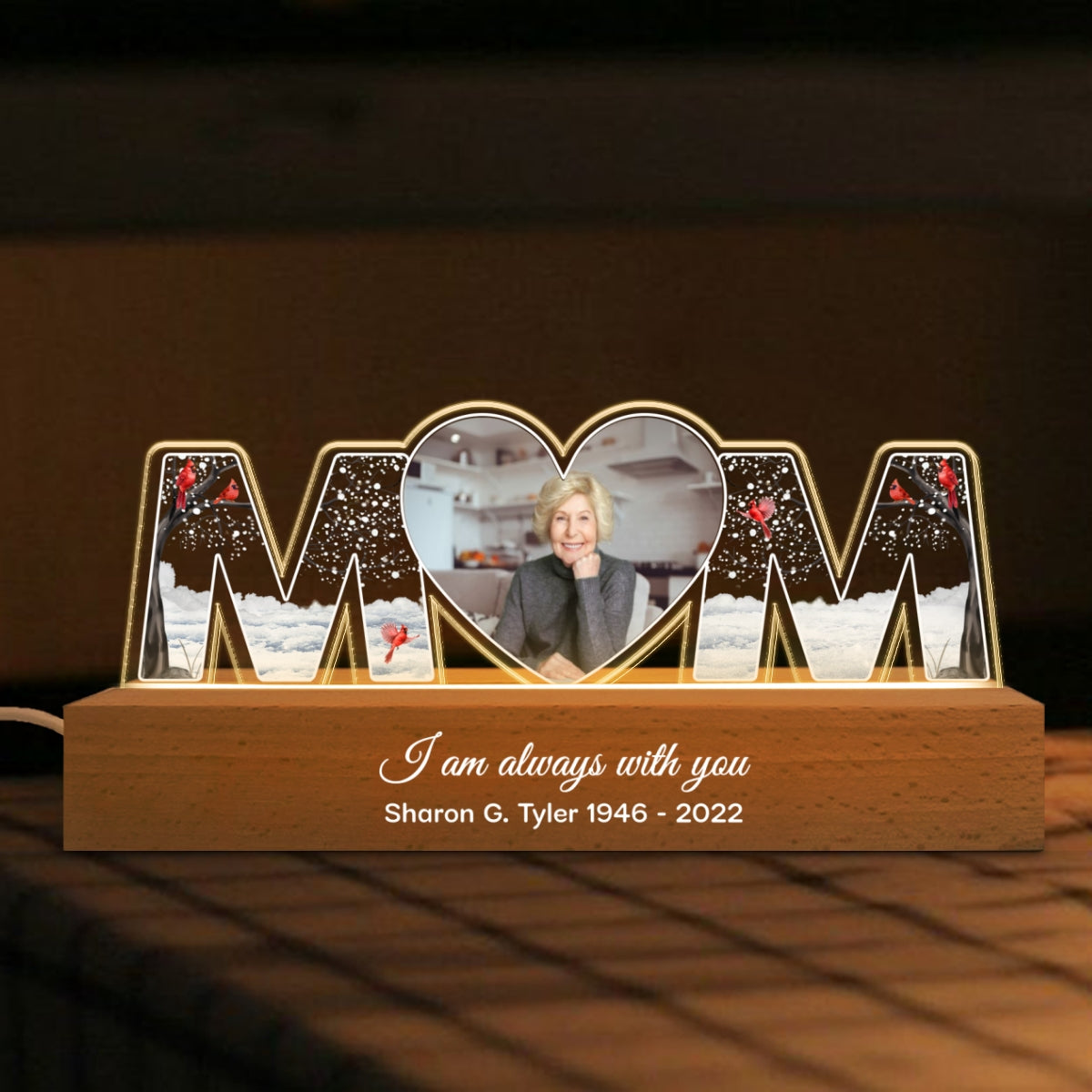 I'm Always With You, Memorial Sympathy Gift, Photo Personalized LED Night Light