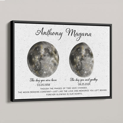 Memorial Keepsake Lost Loved One Moon Phase Art Sympathy Gift Personalized Poster