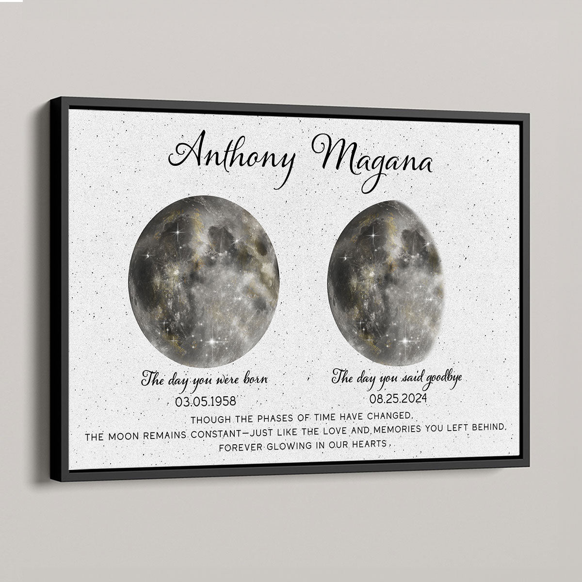 Memorial Keepsake Lost Loved One Moon Phase Art Sympathy Gift Personalized Poster
