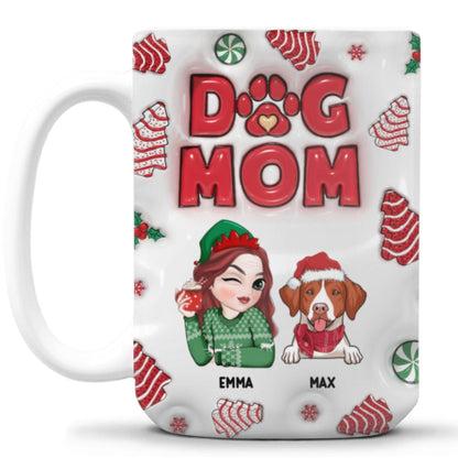 Dog Mom Christmas Cake - Personalized Custom 3D Inflated Effect Mug