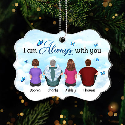 Family Sitting Back View Sky Memorial Remembrance Gift Personalized Acrylic Ornament