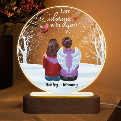 Cardinal Always With You Memorial Snow Personalized Circle Acrylic Plaque LED Lamp Night Light