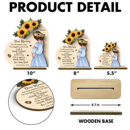 Personalized Pregnant Mom Baby Bump Wooden Plaque, Pregnancy Announcement, Expecting Parents, Mother's Day Gift for Mom