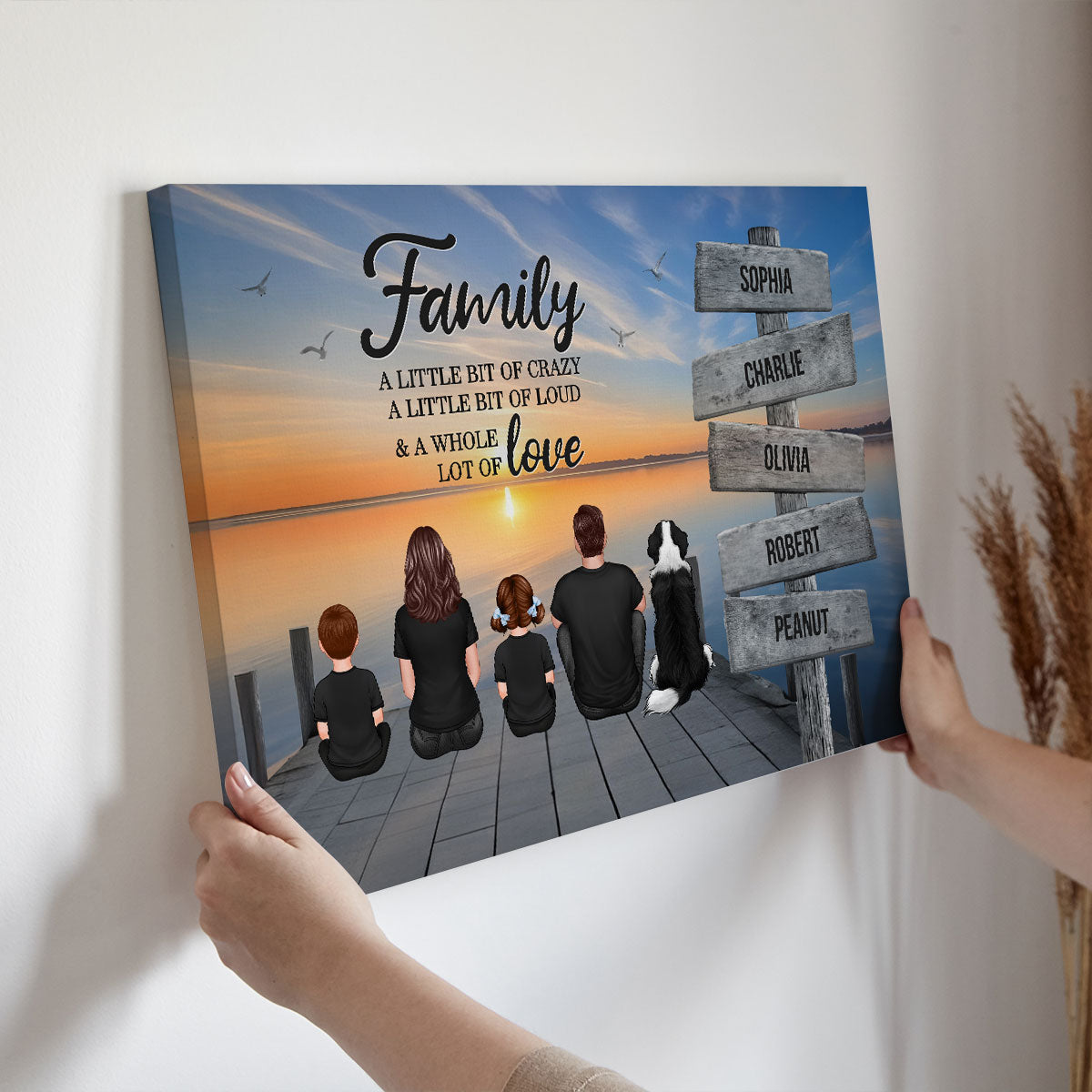 Family A Little Whole Lot of Love Sign Posts Personalized Canvas Prints, Home Decoration, Gift For Family