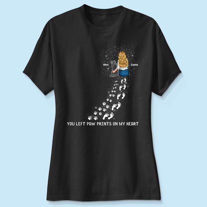 You Left Paw Prints On My Heart Dog Memorial Keepsake Personalized Shirt