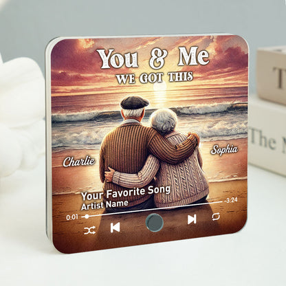 You & Me We Got This Old Couple At Sunset Beach Personalized Music Fridge Magnet, Valentine's Gift For Her, Gift For Him