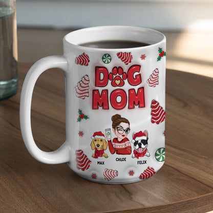 Dog Mom Christmas Cake - Personalized Custom 3D Inflated Effect Mug