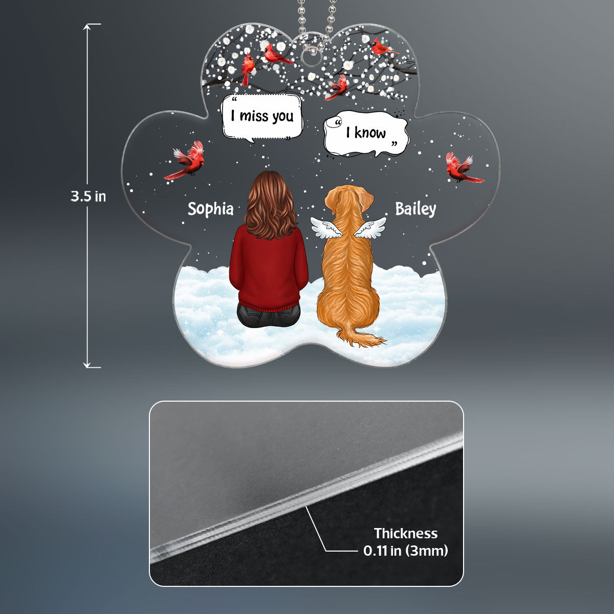 Blossom Tree Conversation Dogs Cats Pets Remembrance Memorial Gift Christmas Acrylic Ornament