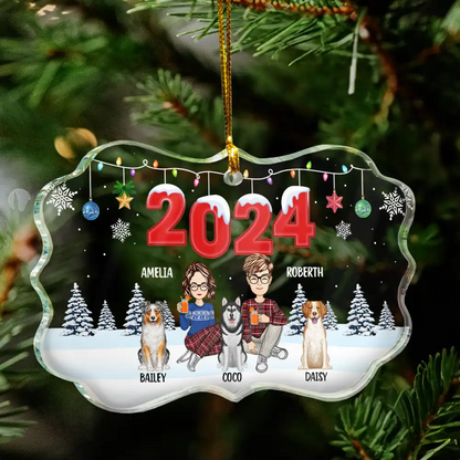 2024 Christmas Cartoon Family Dog Cat - Personalized Acrylic Ornament