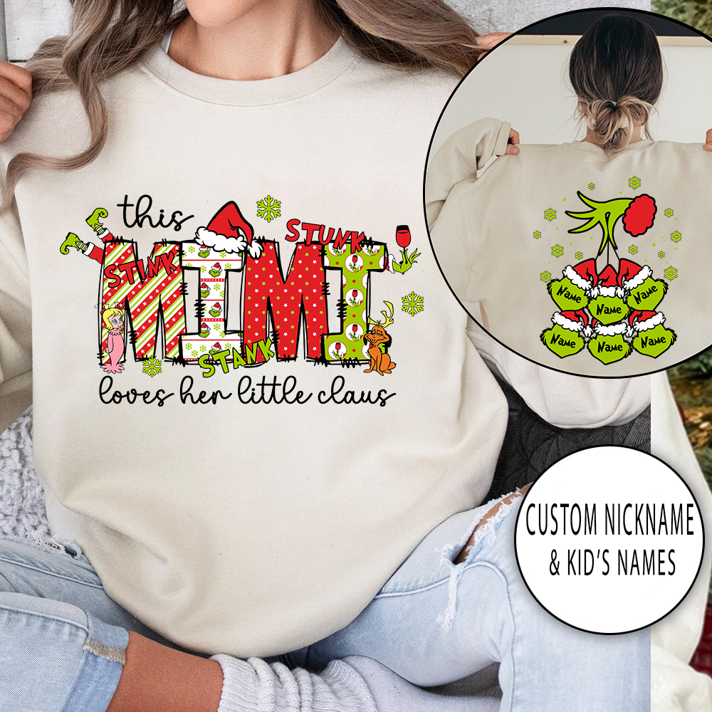 Personalized Nickname Grandma, This Loves Her Little Claus Gigi And Kids Names Christmas 2024 Sweatshirt