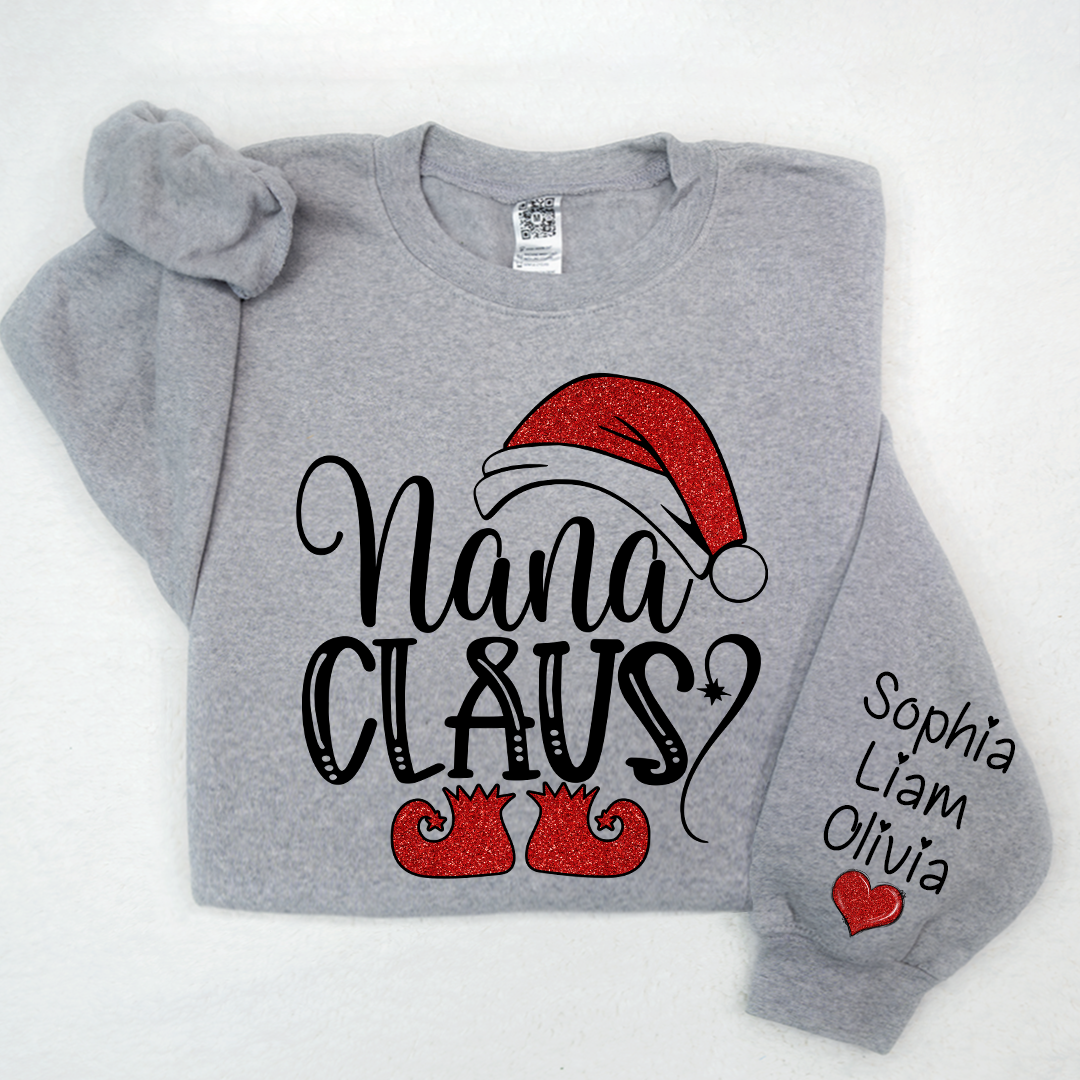 Sparkly Glitter Nana Claus And Kids Personalized CTH01