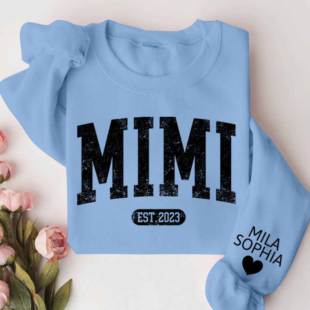 Custom Mimi Nana Grandma Est with Granddaughter and Grandson Names Sweatshirt