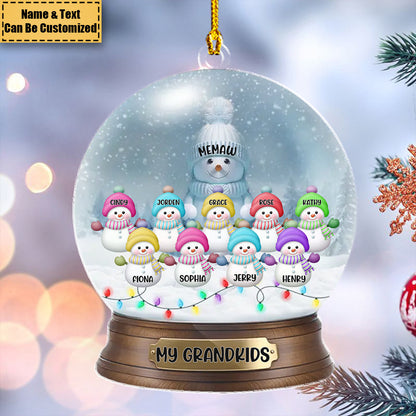 Our Grandkids, Grandma Snowman Christmas Personalized Acrylic Ornament, Gift For Grandma