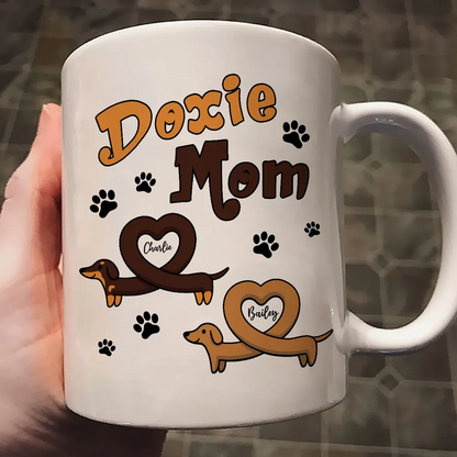 Doxie Mom Cute Heart Dachshunds Personalized Mug