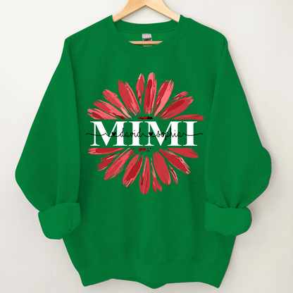 Mimi Red Daisy Flower With Grandkids Sweatshirt