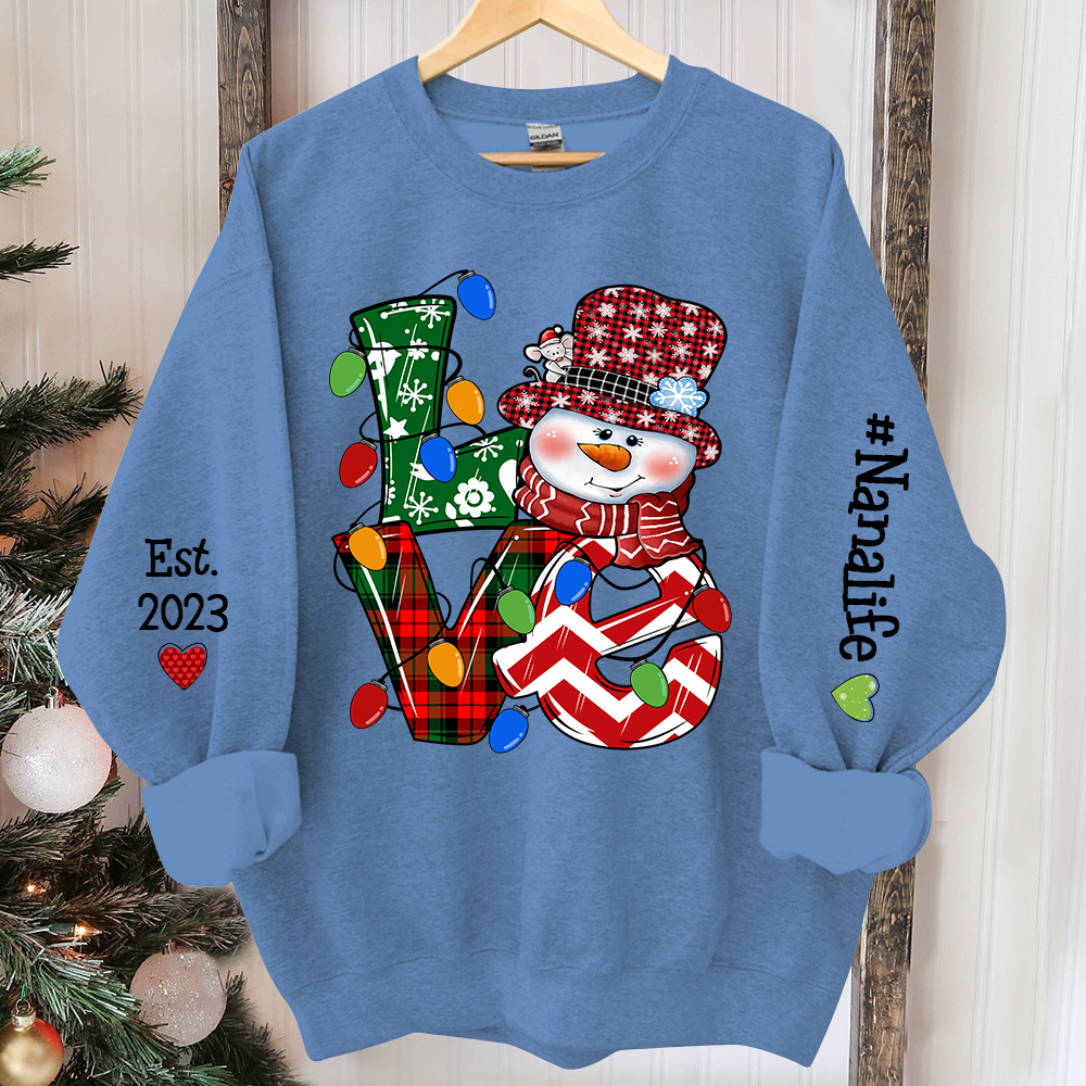 Love Nana Life Snowman Christmas, Custom Nana And Kids, Grandma Gift TH Sweatshirt