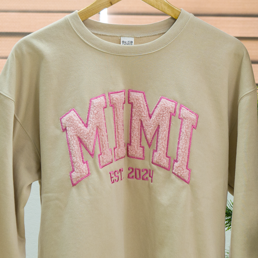 Custom Mimi Sweatshirt - Embroidered MIMI EST. 2024 Pullover, Personalized Grandma Gift with Grandkids' Names, Cozy Christmas Gift for Grandmothers