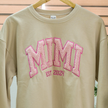 Custom Mimi Sweatshirt - Embroidered MIMI EST. 2024 Pullover, Personalized Grandma Gift with Grandkids' Names, Cozy Christmas Gift for Grandmothers