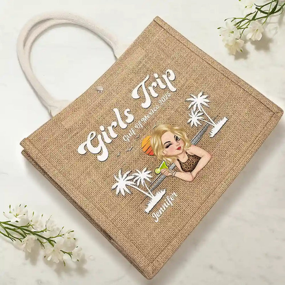 Girls Trip Summer Vibe - Personalized Jute Beach Bag