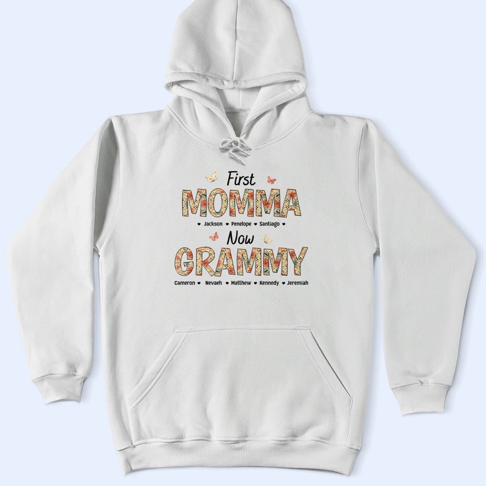 First Mom Now Nana Flower Pattern - Personalized T Shirt