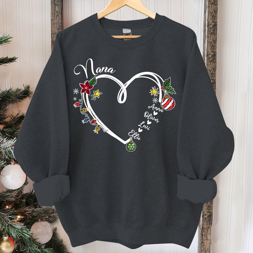 Nana Heart Christmas And Grandkids Sweatshirt