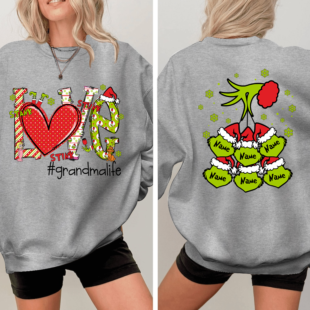 Custom Nickname Grandma, Love For Gigi And Kids Names Christmas 2024 Sweatshirt