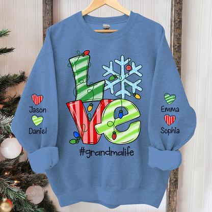 Christmas Love Grandma Life, Custom Grandma & Kids, Grandma Gift TH Sweatshirt