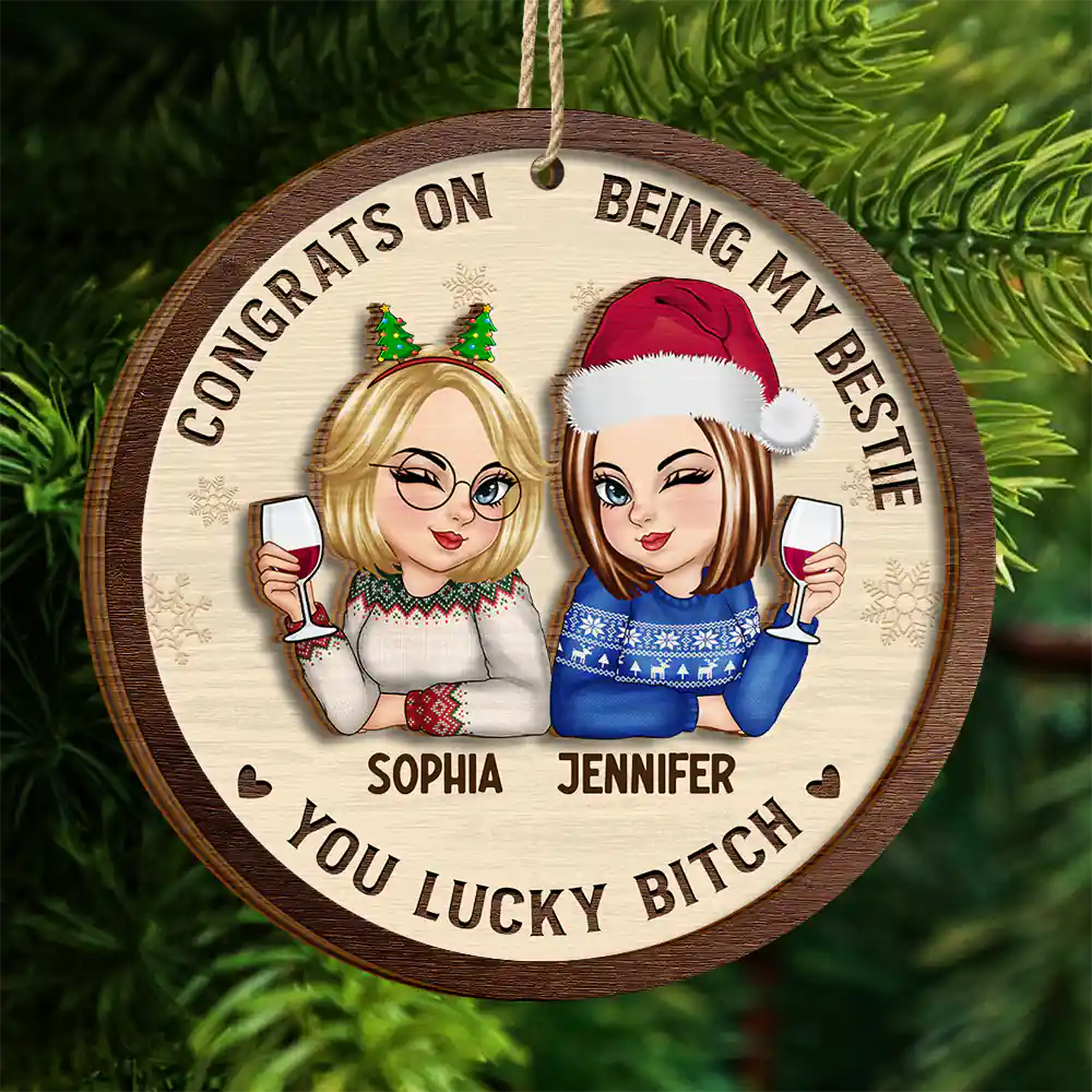 Congrats On Being My Bestie Christmas - Personalized Wooden Ornament