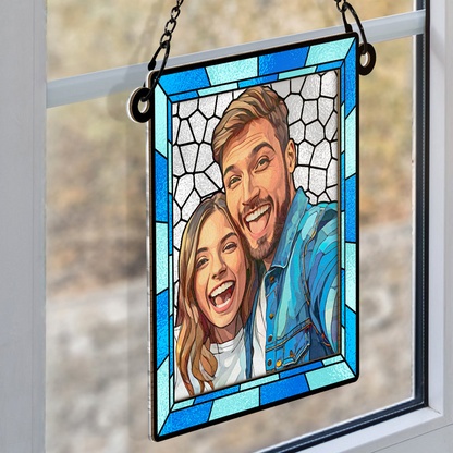 Custom Photo - Personalized Acrylic Window Suncatcher - Gift For Family, Couple, Pet Lovers