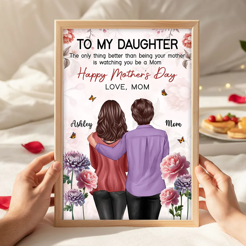 To My Daughter From Mom Birth Month Flower Floral Pink Tone - Personalized Poster - Mother's Day Gift