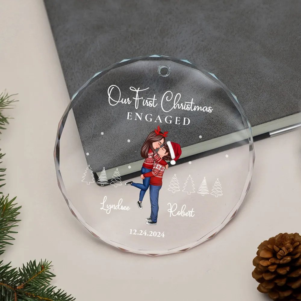 Our First Christmas Engaged Married, Newly Engaged Married Couple Personalized Ornament