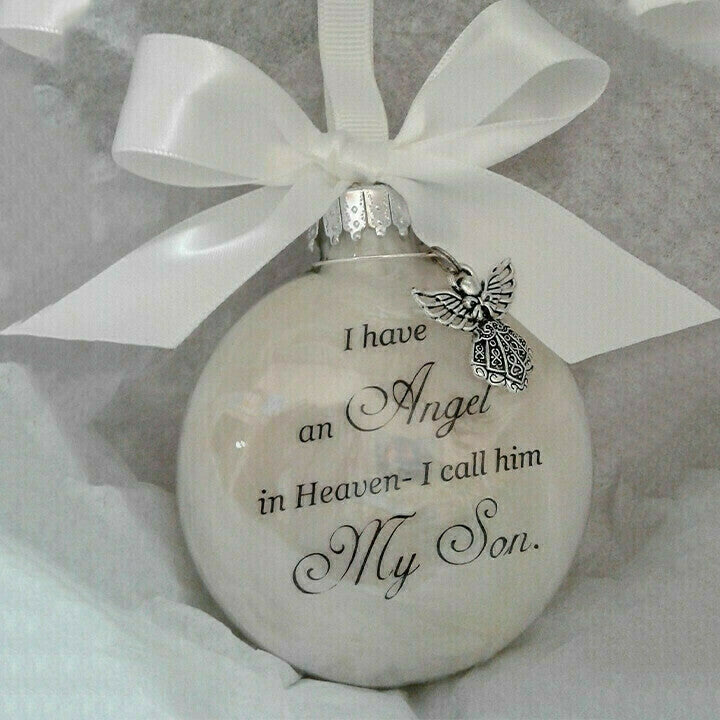 Memorial ornaments feather ball - Angel In Heaven Memorial Ornament